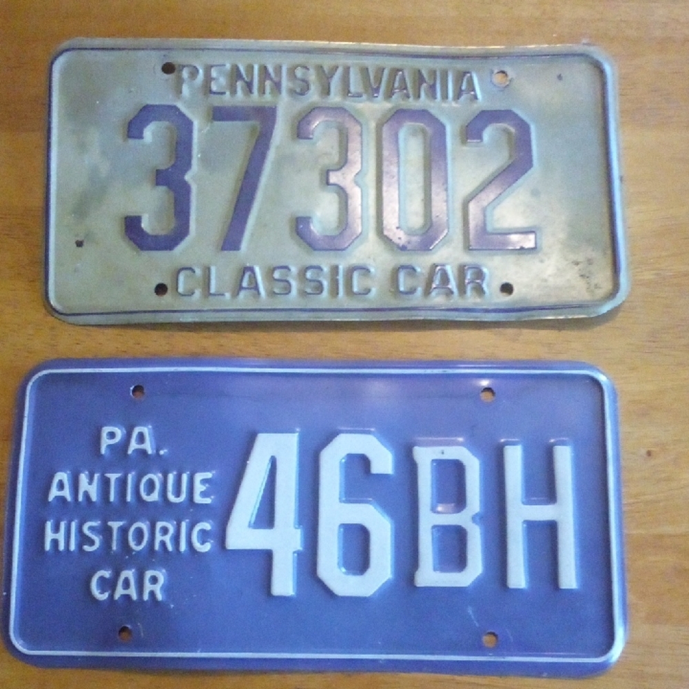 License Plates Pennsylvania Classic & Antique Tags Tin & Real